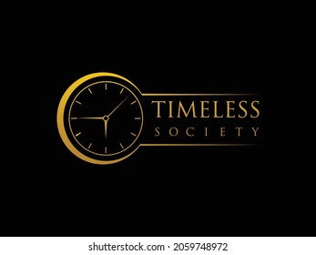 simple timeless logo with clock illustration.