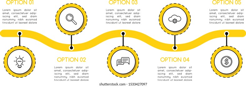 Simple timeline with 5 options. Infographic. Vector