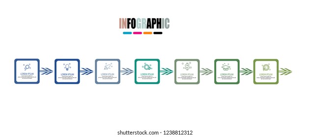 Simple timeline infographic with square arrow design outline