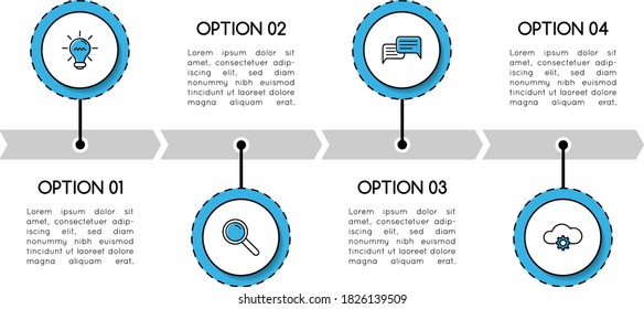 Simple timeline. Infographic template with 4 options. Vector