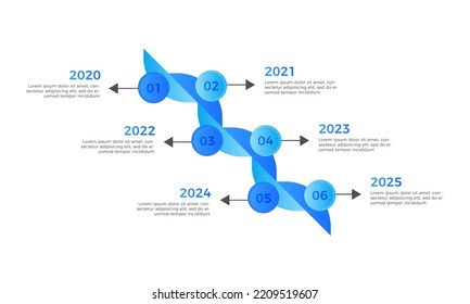 Einfache Timeline sechs Schritte Infografik-Design, Timeline Infografik Label-Design-Vorlage