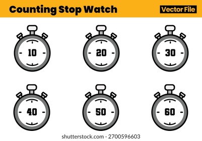 Coleção De Temporizador Simples Contendo Seis Ilustrações De Cronômetro Representando Durações De Intervalo Consistentes