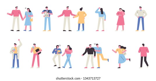 Simple tiny people character set. flat design style minimal vector illustration