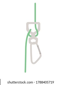 Simple tips how to use metal carabiner in tourism correct use flat vector illustration isolated on white background