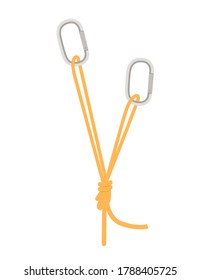 Simple tips how to use metal carabiner in tourism correct use flat vector illustration isolated on white background
