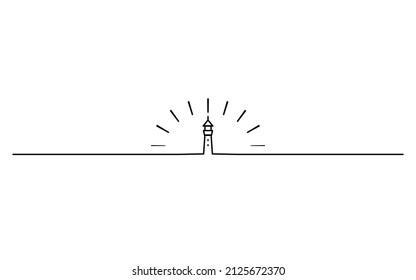 Simple title, decoration, glowing lighthouse