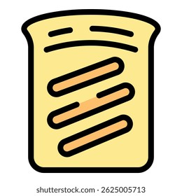 Simples ícone de torradeira com três elementos de aquecimento, simbolizando a preparação do café da manhã e pão torrado