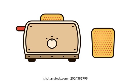 Simple toaster with toasted bread. Vector illustration.