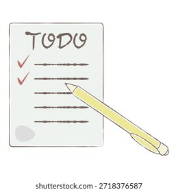 Papel de Lista de Tarefas Simples com Ilustração de Caneta