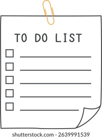 Simple to-do lists memo pad vector illustration in black and white