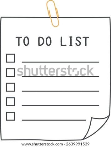 Simple to-do lists memo pad vector illustration in black and white