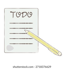 Simple Todo Note Paper with Pen Illustration