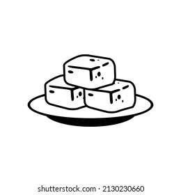 Simple Tofu Vector Icon Illustration