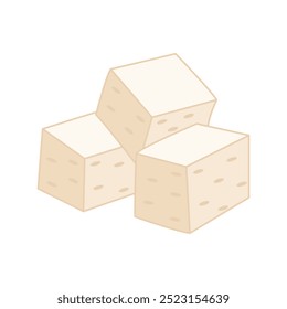 Simple tofu vector illustration in lineal color style isolated on a white background