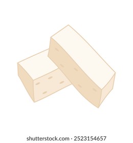 Simple tofu vector illustration in lineal color style isolated on a white background