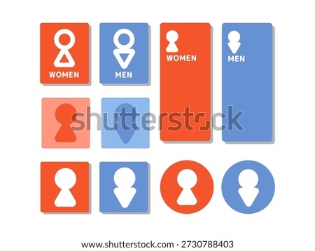 Simple toilet mark illustration set