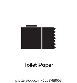 Simple toilet paper icon vector isolated on white background in silhouette style. Bathroom accessories. Icons for web design, tag, label.