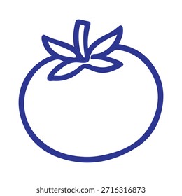 Fruta de tomate simple con un contorno limpio y audaz y detalles mínimos. Diseño lindo y fácil de colorear, perfecto para libros de colorear para niños y hojas de trabajo imprimibles.