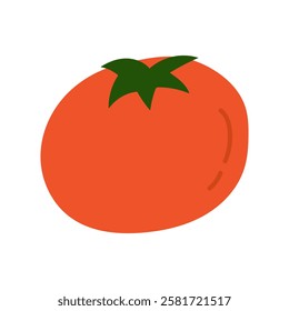 Simple Tomato. Hand Drawn tomato cherry. Vegetable Pomodoro. Vector illustration for sticker, patch, phone case, poster, t-shirt, mug and other design.