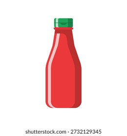 Diseño de Vector plano de botella de ketchup de tomate simple sobre fondo blanco