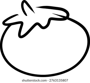 Simple Tomato Line Art Vector Illustrtion Isolated on White Background