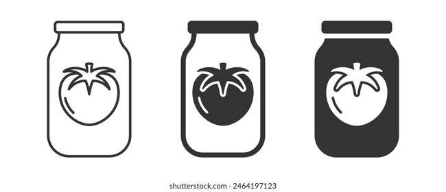 Icono de tarro de salsa de tomate simple en blanco y negro. Ilustración vectorial ideal para conceptos de diseño de alimentos y envases.