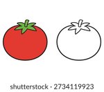 Simple Tomato Vector Illustration. Kids Coloring Page with Bold Outlines. Minimalist Vegetable Icon for Educational Coloring Sheets