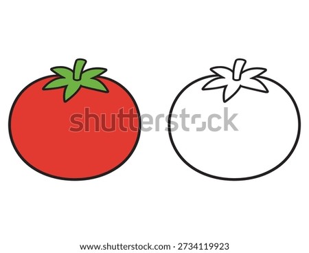 Simple Tomato Vector Illustration. Kids Coloring Page with Bold Outlines. Minimalist Vegetable Icon for Educational Coloring Sheets