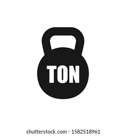 Simple TON kettlebell silhouette icon, isolated