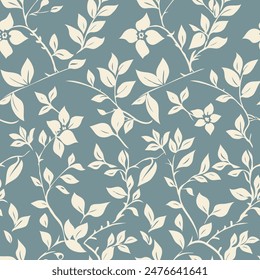 simple tonal light cream yellow floral pattern vector on the mineral green background