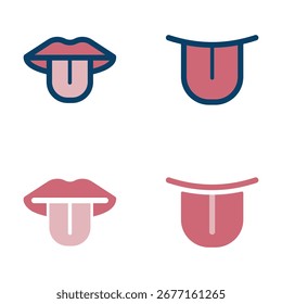 Simple tongue vector icon illustration set.