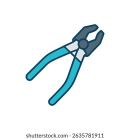 Simple tool icon of turquoise pliers on White Background