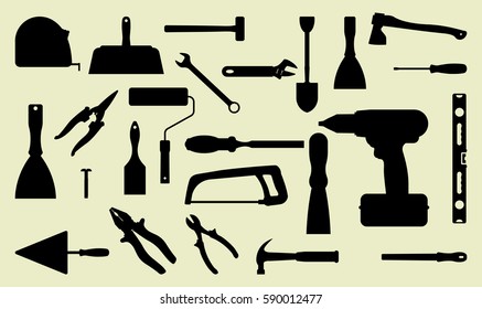 Simple tools icon set, vector