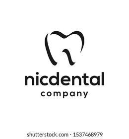 simple tooth dental logo design vector