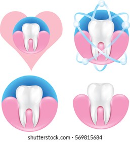 Simple Tooth In Gum Illustration On Turquoise Background