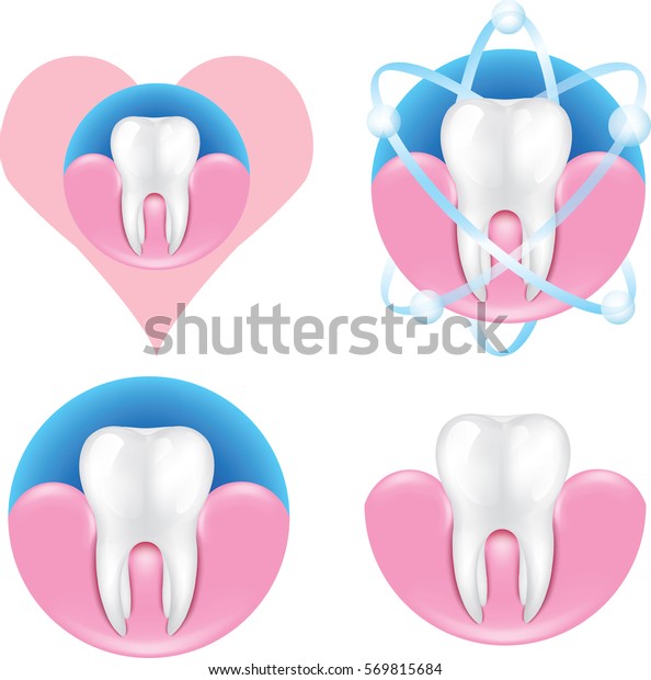 青緑色の背景にガムイラストの簡単な歯 のベクター画像素材