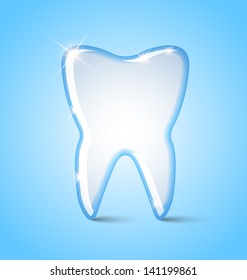 Simple tooth icon isolated on blue background