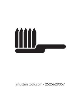 Simple toothbrush black and white silhouette flat icon, vector design illustration. 