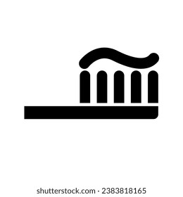 Silución simple de brocha de dientes y de pasta de dientes. Vector.