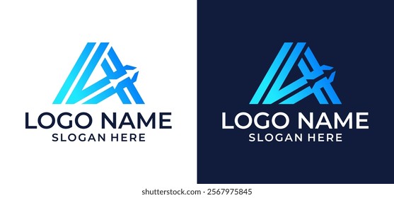 Simple top arrow logo image. Geometric arrow outline style. Flat Vector Logo Design Template Elements That Can Be Used for Business and Brand Logos.