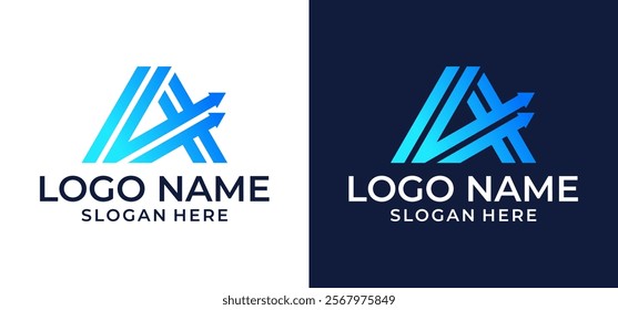 Simple top arrow logo image. Geometric arrow outline style. Flat Vector Logo Design Template Elements That Can Be Used for Business and Brand Logos.