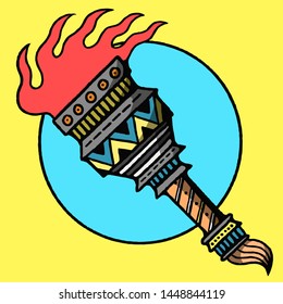 Simple Torch Old School Tattoo Vector