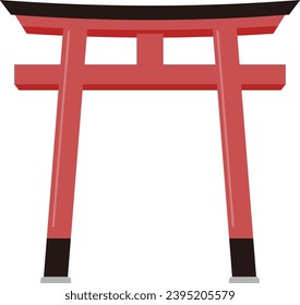 Simple torii gate illustration. Gate at the entrance of a shrine.