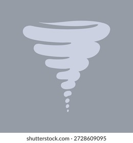 Icono de embudo de tornado simple con anillos en capas y un remolino cónico sobre un fondo cuadrado gris
