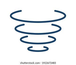 Simple Tornado Icon With Abstract Spiral Lines. Design Of Weather Logo With Whirlwind Of Hurricane In Motion. Flat Vector Illustration In Line Art Style Isolated On White Background