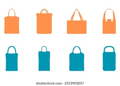 Simple tote bag illustration. Fashion design set