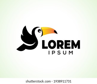 simple toucan bird fly illustration logo symbol icon design inspiration