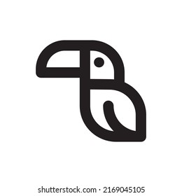 Simple Toucan Bird Icon, Vector Outline Icon On White Background.