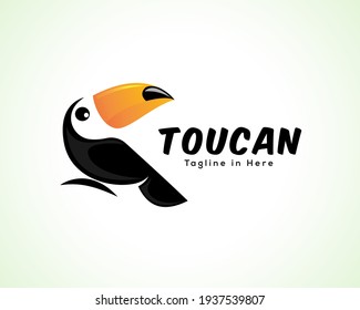 simple toucan bird sit at branch logo symbol design illustration inspiration