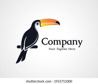 simple toucan bird sitting art logo icon symbol design illustration inspiration